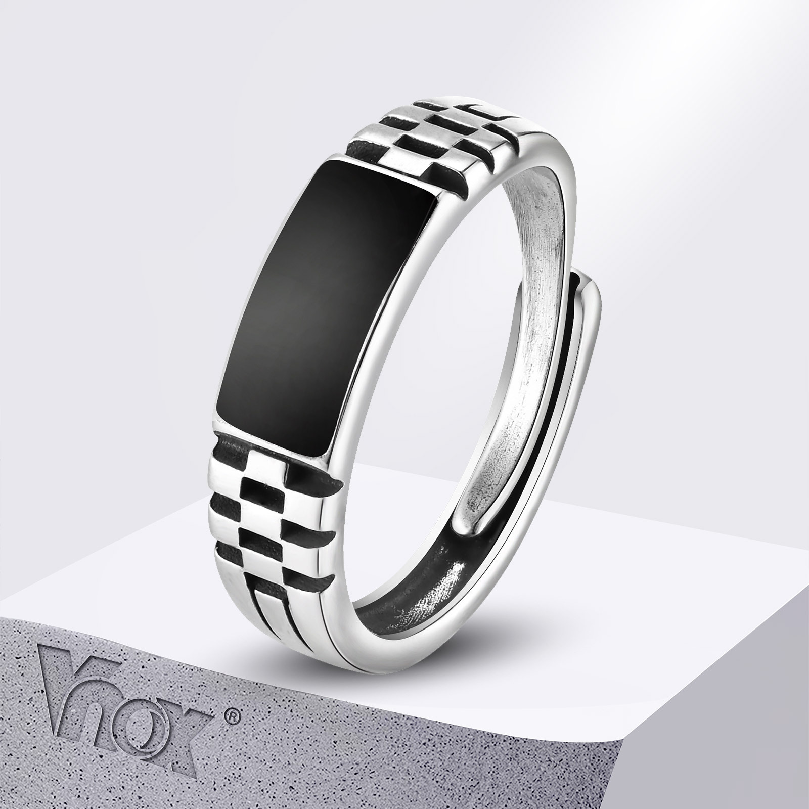 Mens Signet Ring - Vnox cincin terbuka pria, cincin Signet