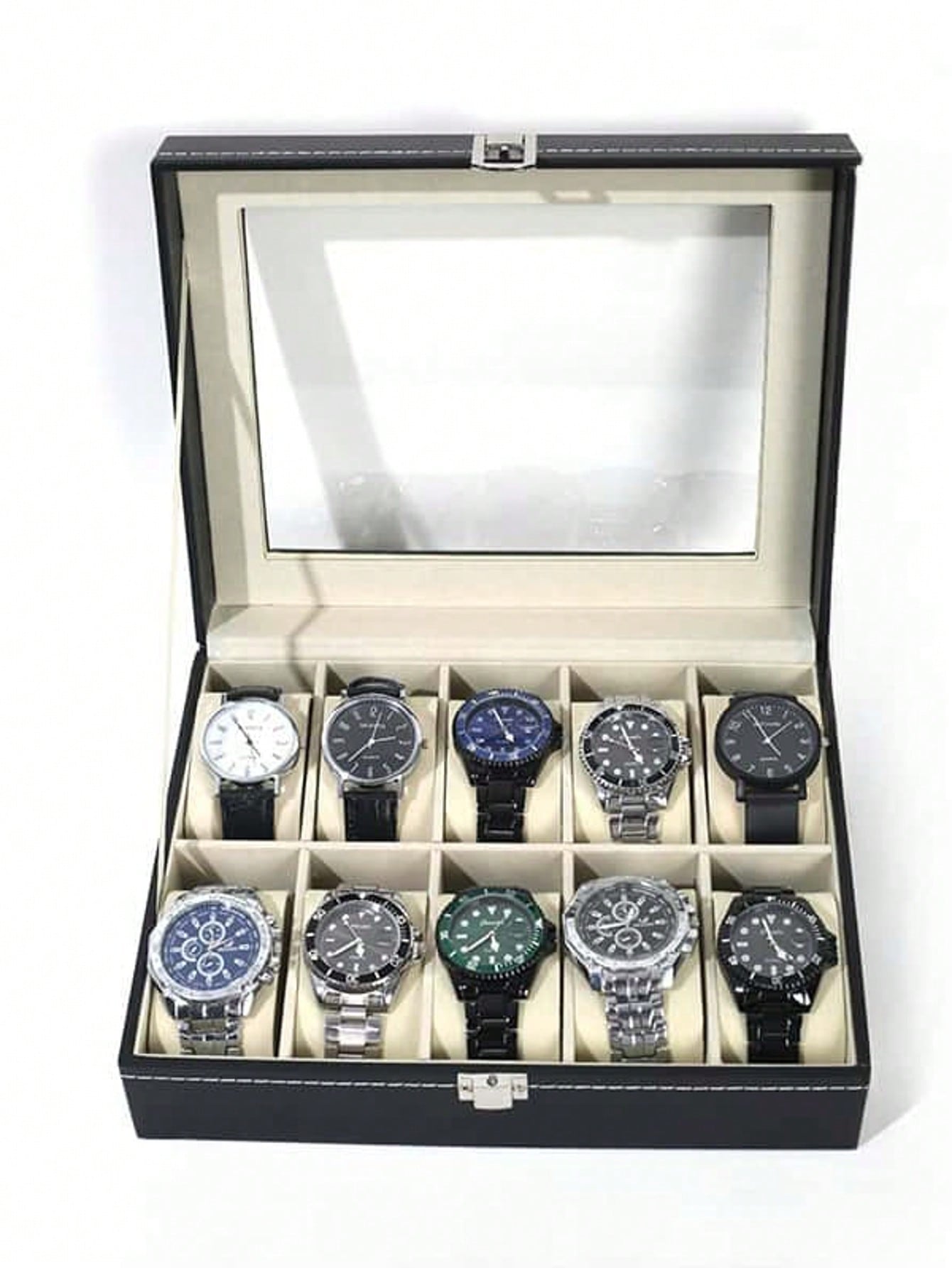 Watch Display Box - Kotak Jam Tangan Kulit dengan Kunci,