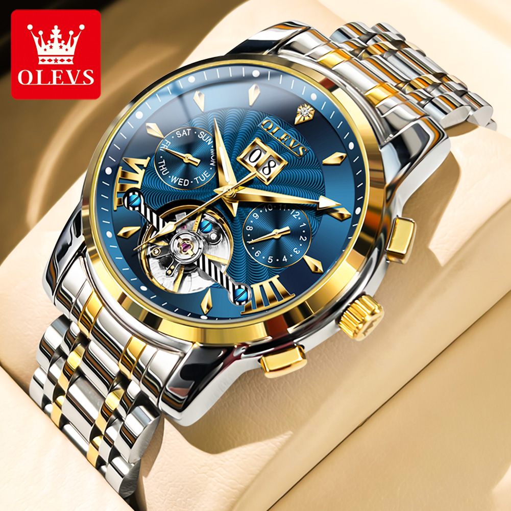 Mens Mechanical Watch - OLEVS Jam Tangan Pria Mewah Fashion