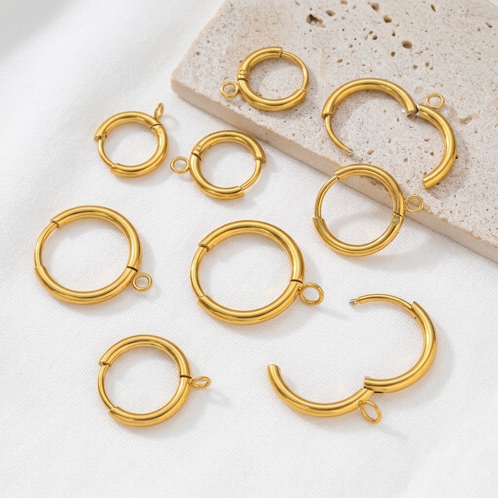 Gold Plated Ring - 10pcs/Lot Anting Huggie Berlapis Emas Stainless