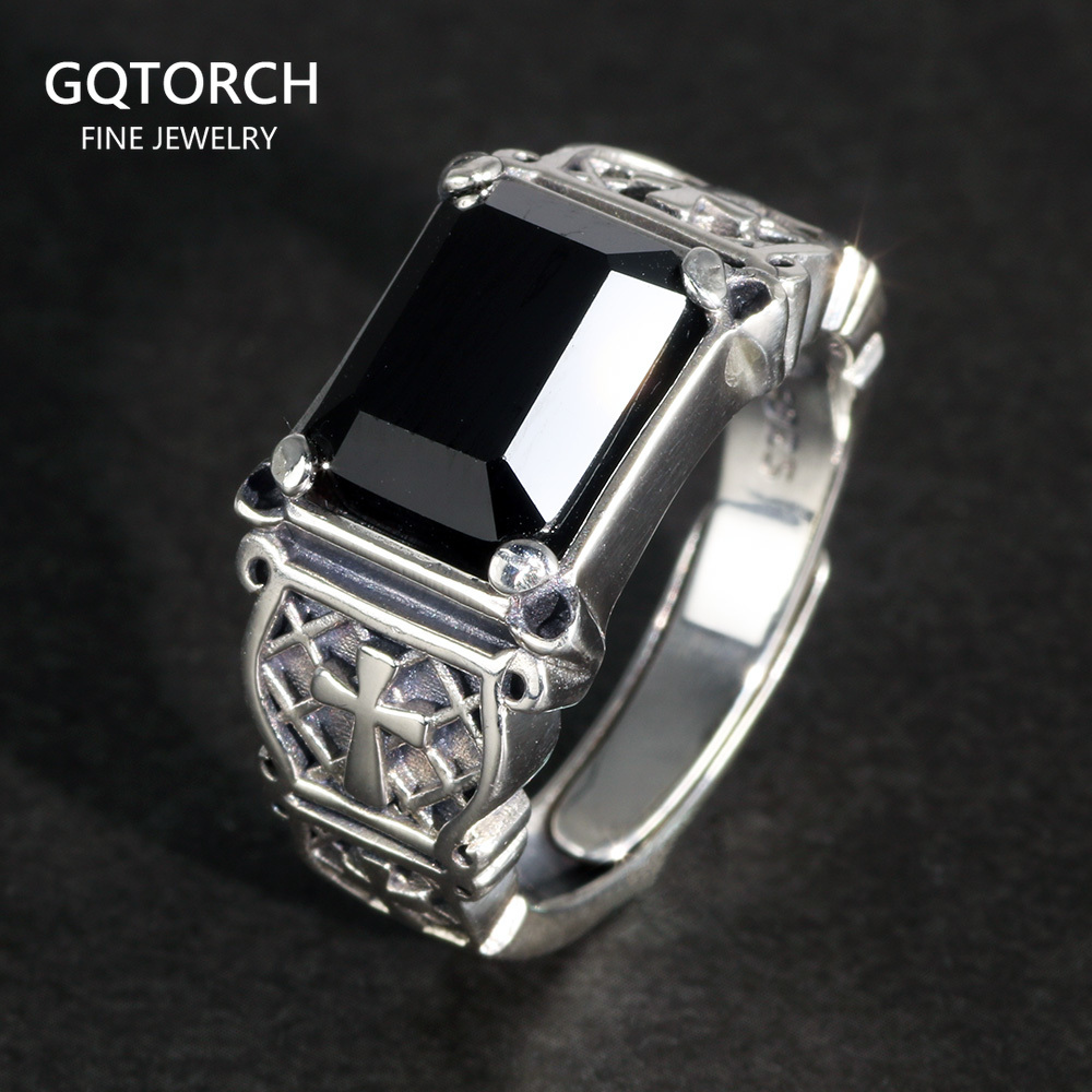 Mens Signet Ring - Perhiasan Perak Punk Antik 925 Cincin