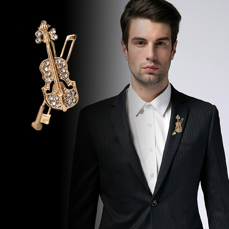 Bros biola kristal, peralatan  - Vintage Brooch Pin ulasan dan harga