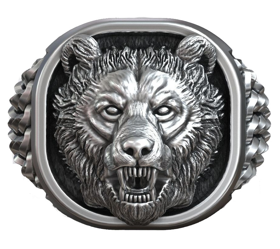 22g Kepala Beruang Viking Orna - Mens Signet Ring ulasan dan harga
