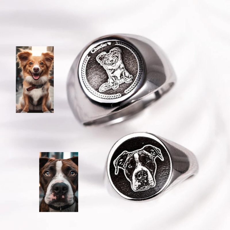 Cincin Stempel Foto Ukiran Kus - Mens Signet Ring ulasan dan harga