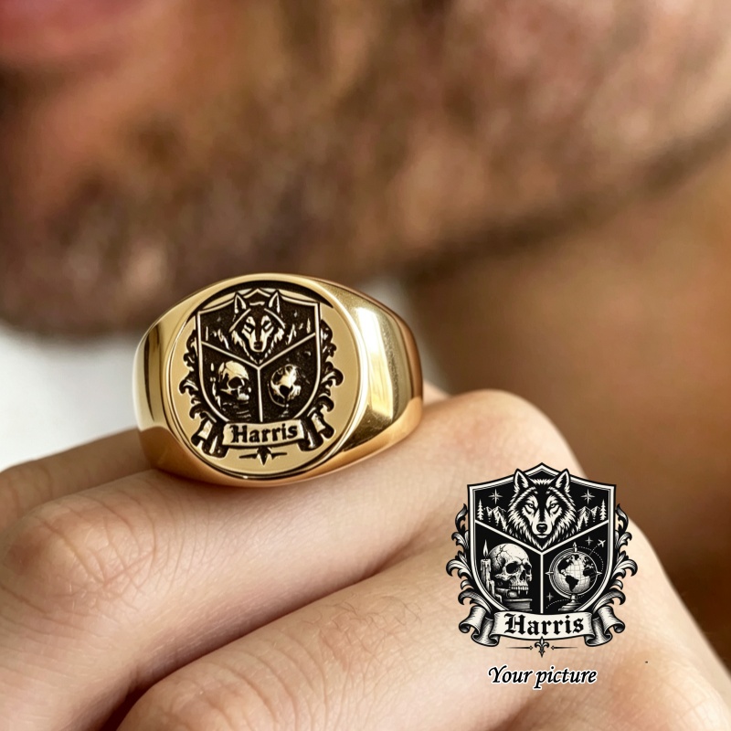 Cincin dengan Ukiran Foto dan  - Mens Signet Ring ulasan dan harga