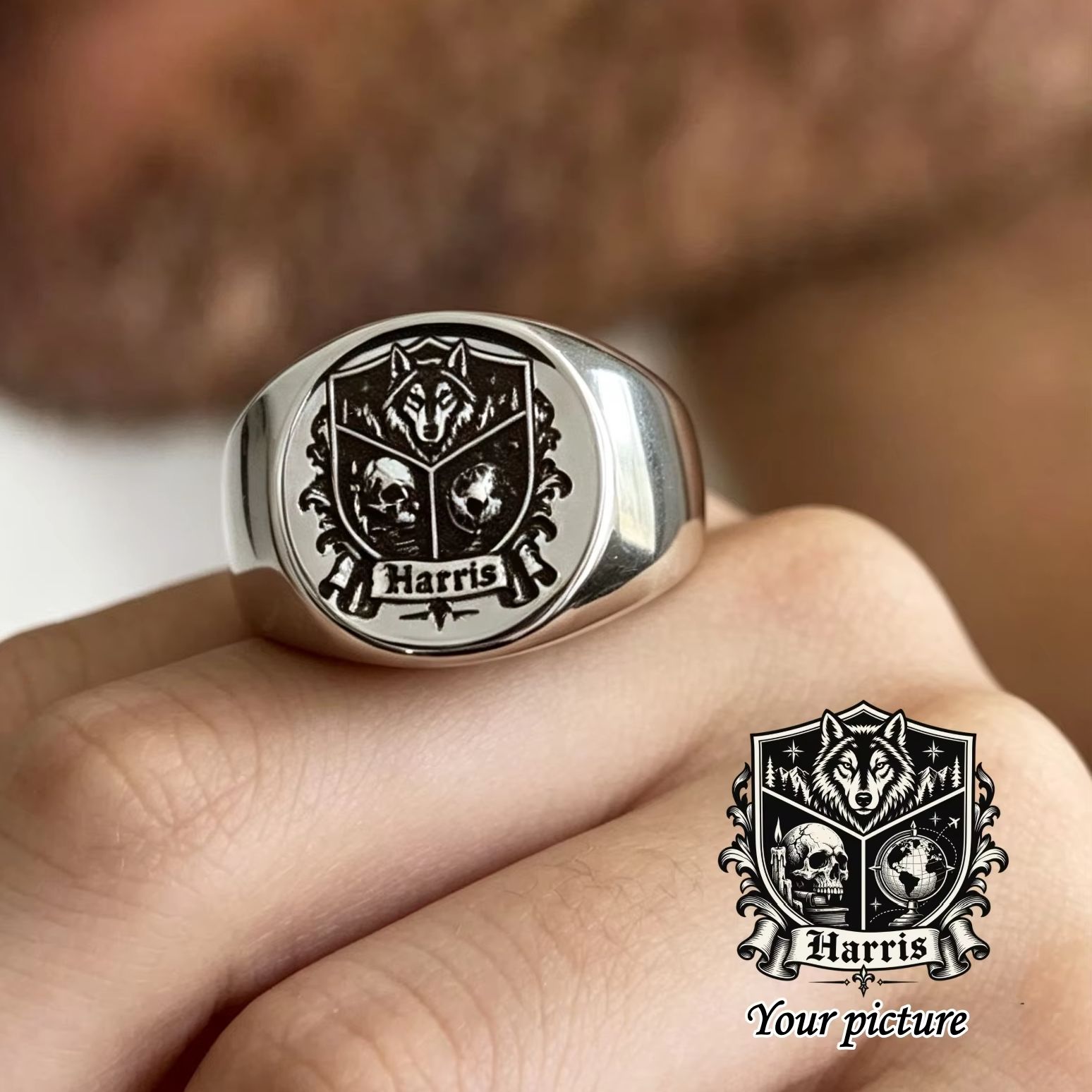 Cincin dengan Ukiran Foto dan  - Mens Signet Ring ulasan dan harga