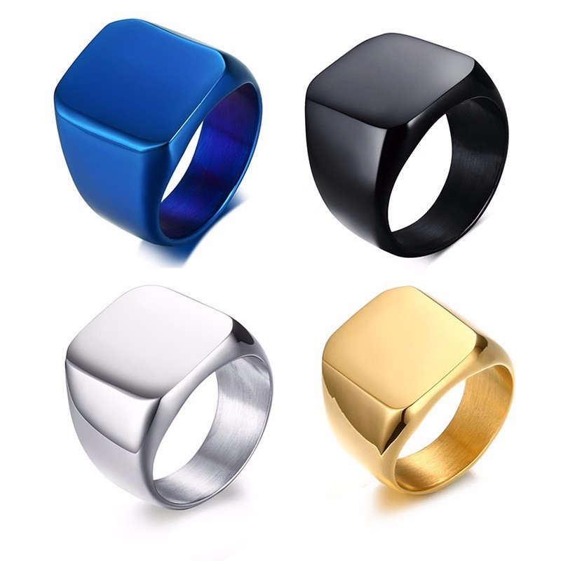 Vnox Pribadi Gratis Cap Cincin - Mens Signet Ring ulasan dan harga