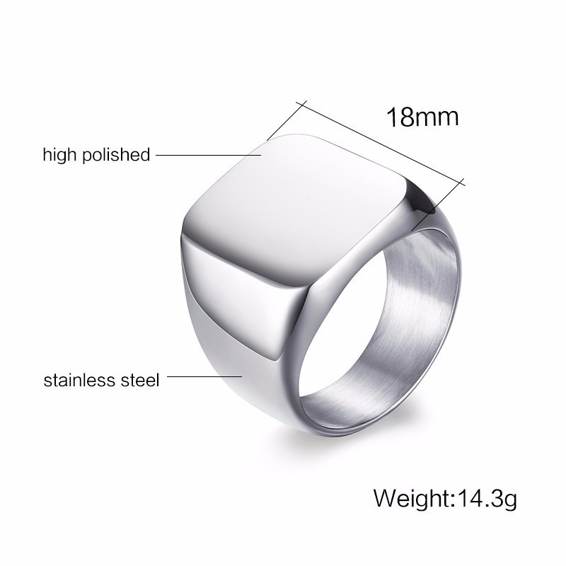 Vnox Pribadi Gratis Cap Cincin - Mens Signet Ring ulasan dan harga
