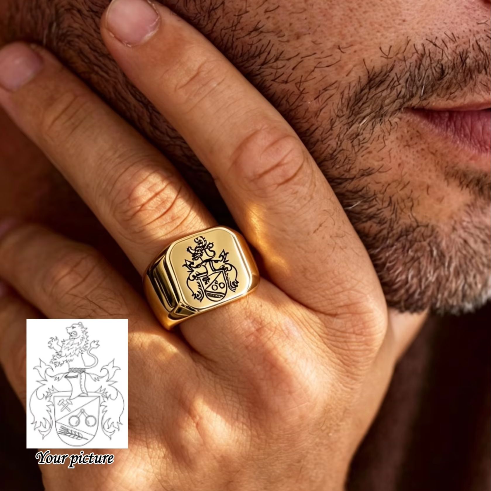 Cincin Stempel Lambang Keluarg - Mens Signet Ring ulasan dan harga