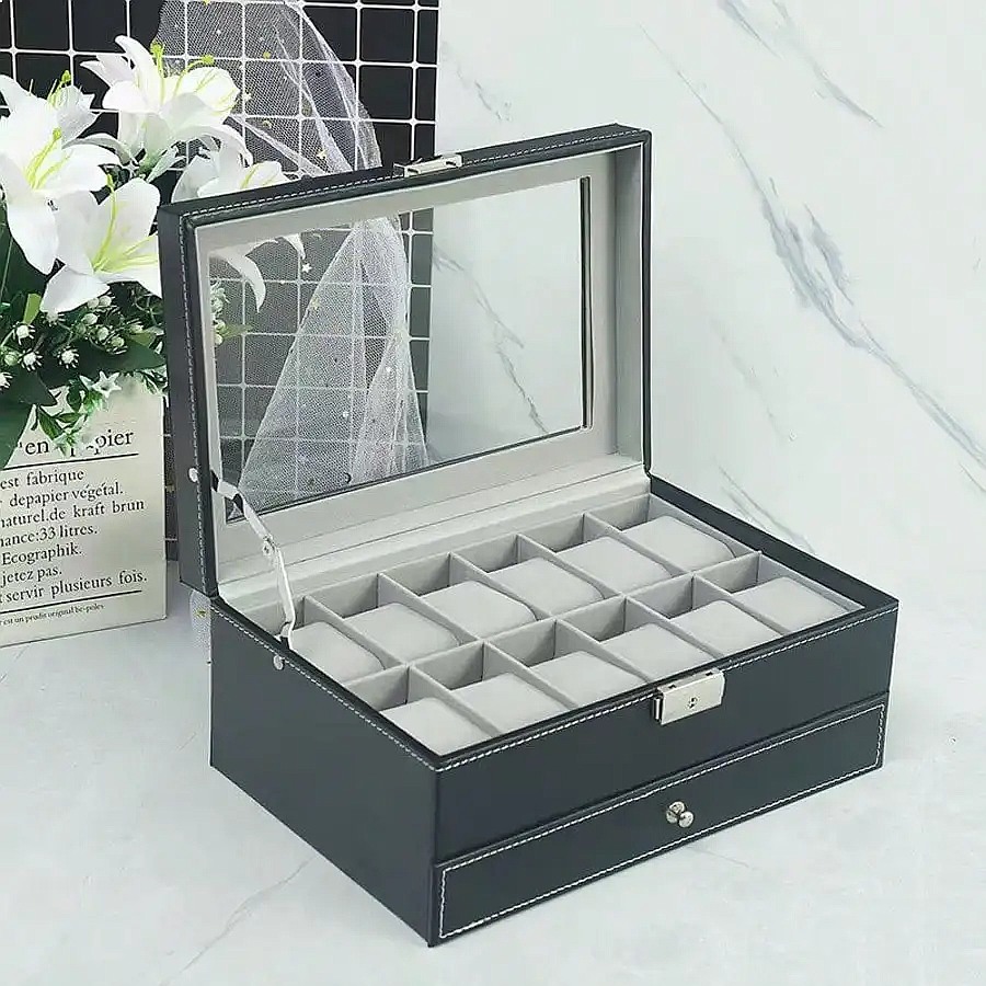 Kotak Jam Tangan 12 Slot denga - Watch Display Box ulasan dan harga